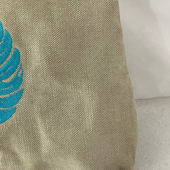 Jerome Gruet Beige Canvas Embroidered Leaf Pouch - Picture 4 of 11